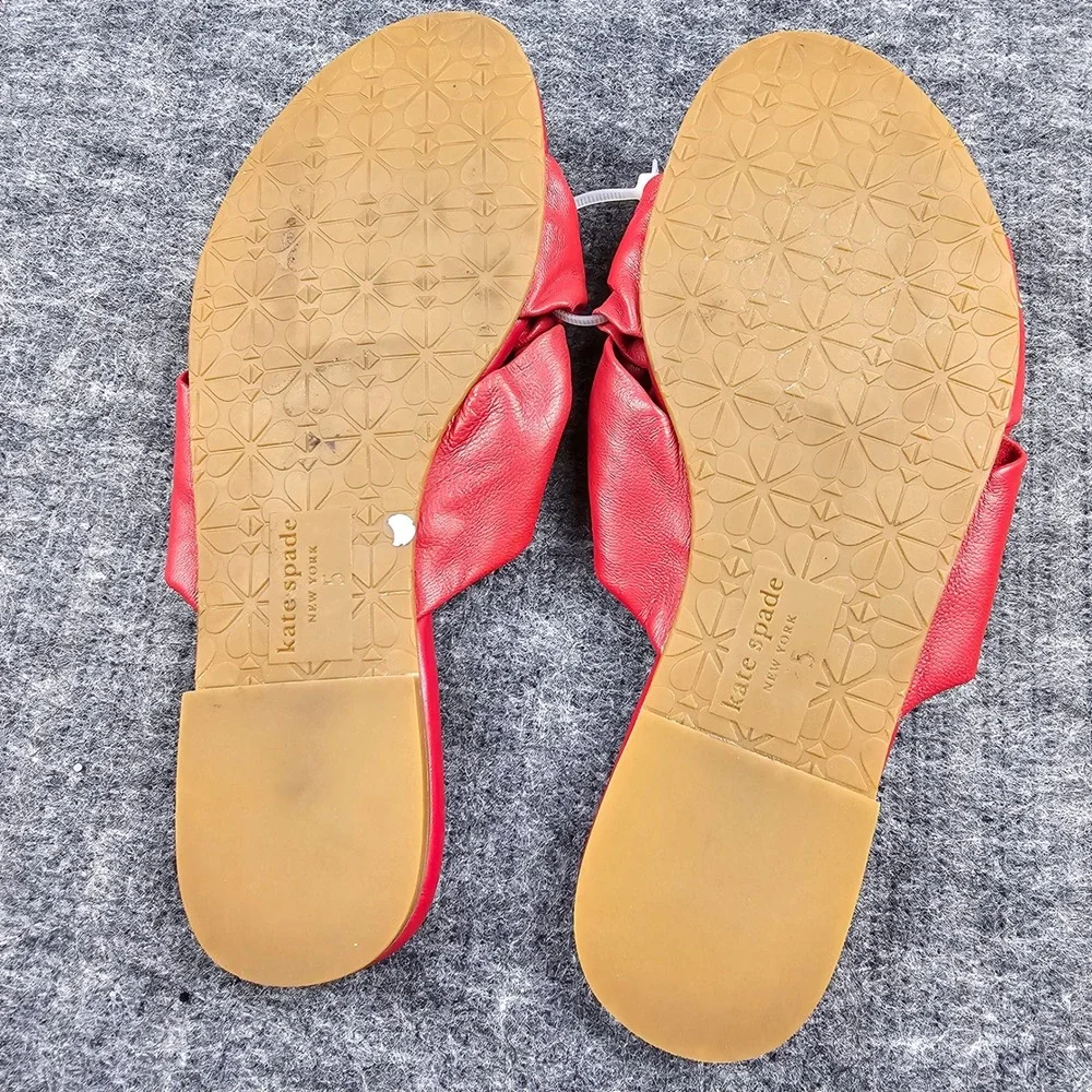 Kate Spade Slide Sandals Knotted‎ Bow Red 5